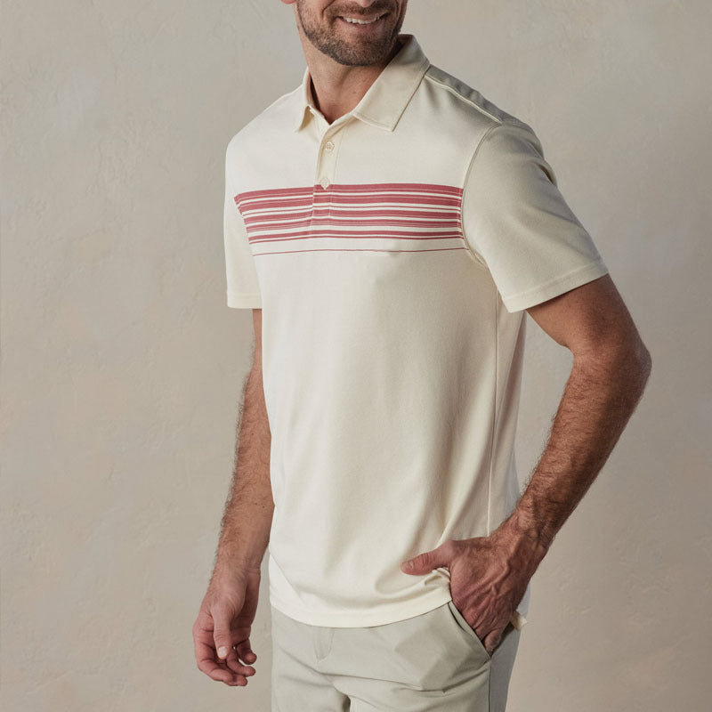 Heren polo shirt – Slim fit – V-hals met knopen – Ademend materiaal – Gestreept