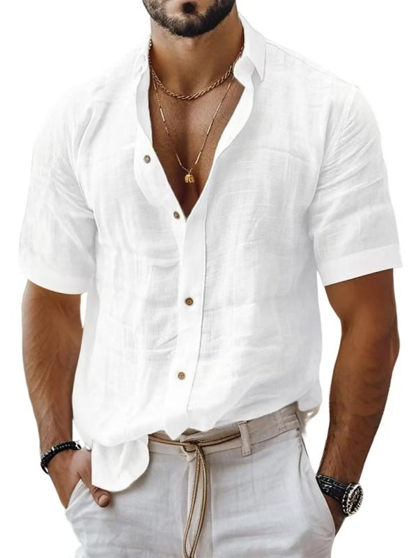 Heren Overhemd – Relaxed Fit – Ademende Stof – Korte Mouwen – Borstzak – Button-Down