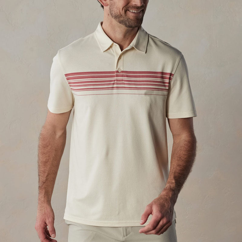 Heren polo shirt – Slim fit – V-hals met knopen – Ademend materiaal – Gestreept