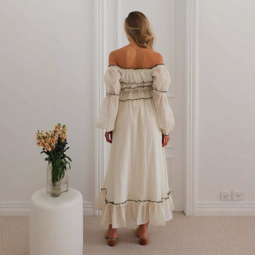 Dames Set – Off Shoulder Top & Rok – Ruches – Relaxte Pasvorm – Boho Look
