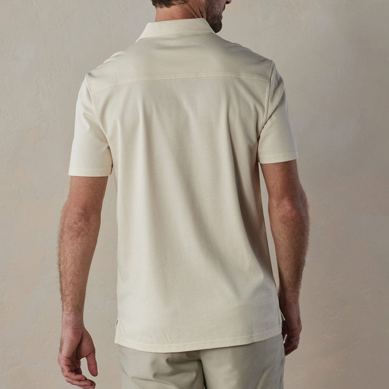 Heren polo shirt – Slim fit – V-hals met knopen – Ademend materiaal – Gestreept