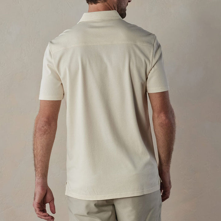 Heren polo shirt – Slim fit – V-hals met knopen – Ademend materiaal – Gestreept