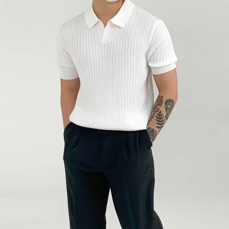 Heren Poloshirt – Standaard Pasvorm – Ribgebreid – Korte Mouwen – Ademend Casual