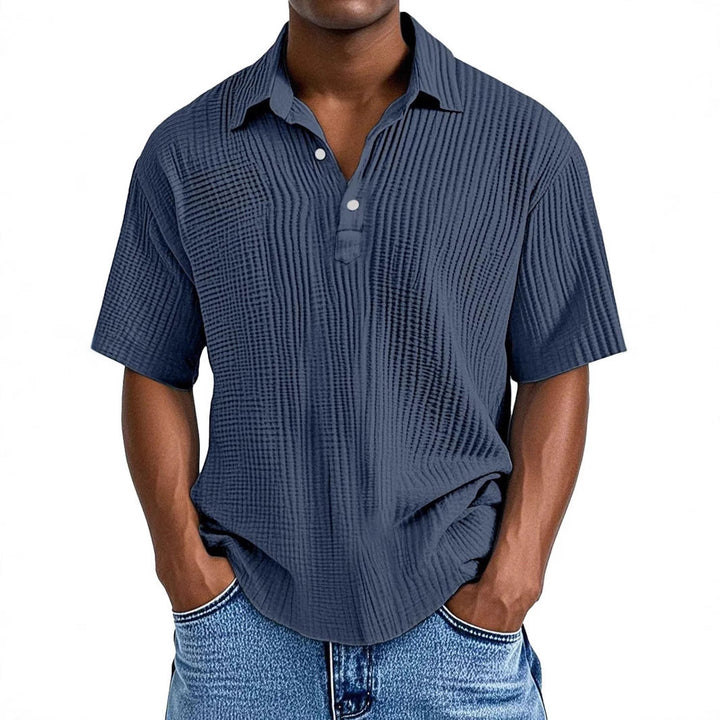 Heren Overhemd – Relaxed Fit – Korte Mouw – Kreukelstructuur – Ademend Materiaal