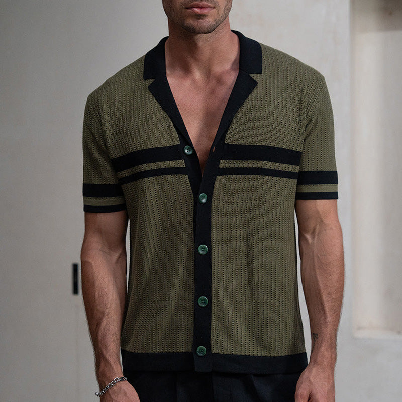 Heren Poloshirt – Regular Fit – Korte Mouw – Zacht Gebreid – Contrastdetails