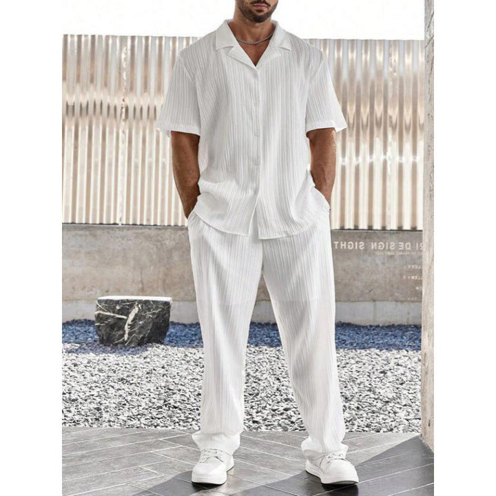 Heren Set – Casual Overhemd Korte Mouw en Rechte Broek – Ademend Comfort Fit