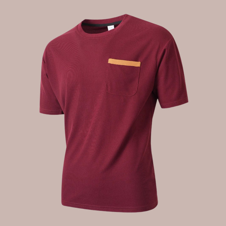 Heren T-shirt – Relaxed Fit – Ademend Textuur – Borstzak met Afwerking – Casual