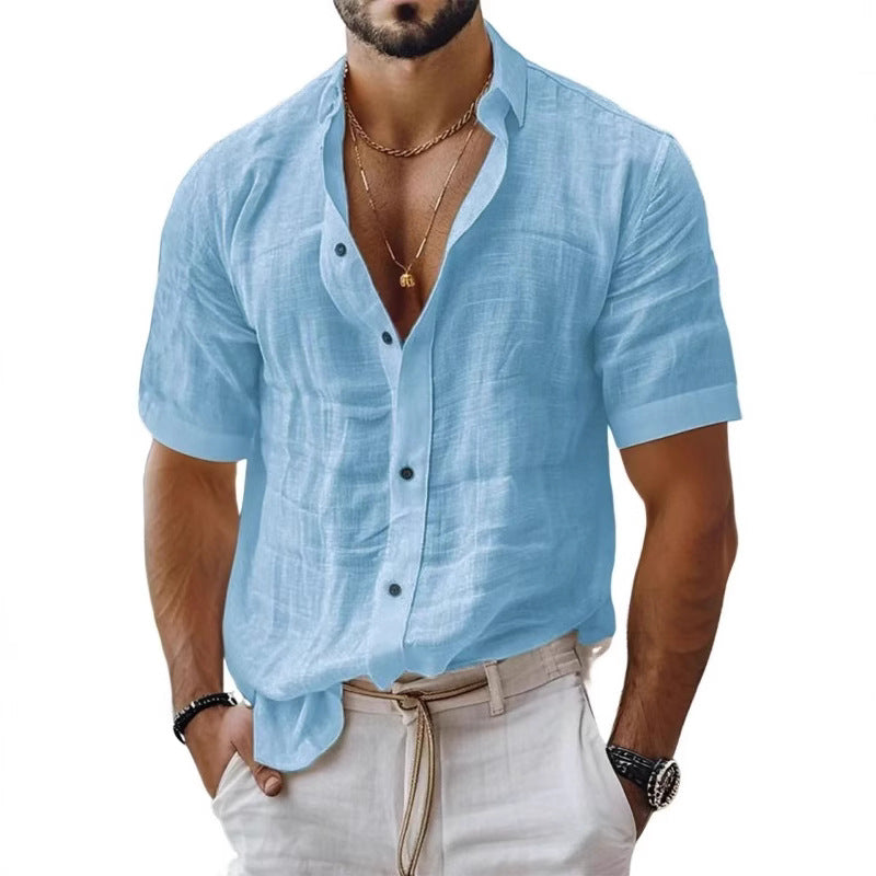 Heren Overhemd – Relaxed Fit – Ademende Stof – Korte Mouwen – Borstzak – Button-Down