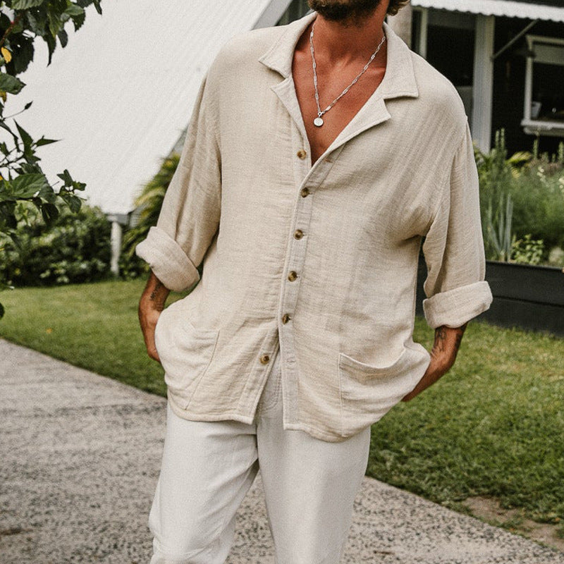Heren Overhemd – Relaxed Fit – Ademende Stof – Lange Mouwen – Casual Stijl