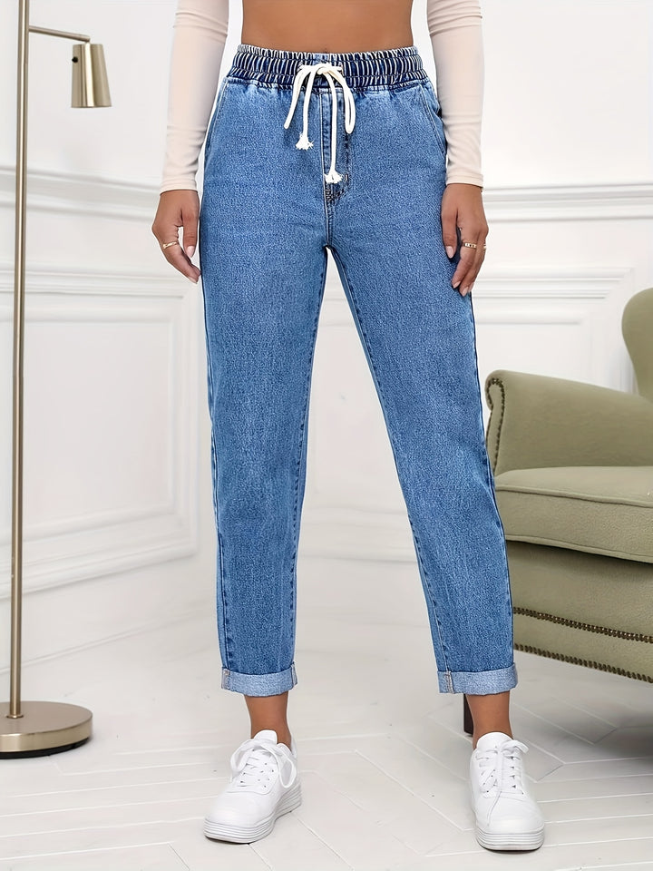 Olivia | Casual Denim Broek voor Vrouwen met Elastische Tailleband