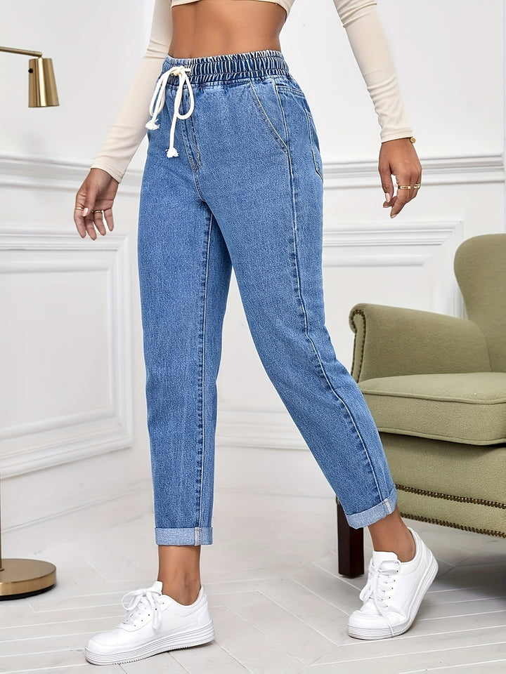 Olivia | Casual Denim Broek voor Vrouwen met Elastische Tailleband