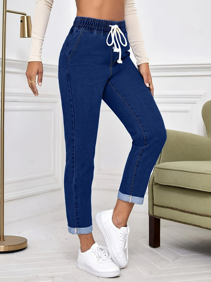 Olivia | Casual Denim Broek voor Vrouwen met Elastische Tailleband