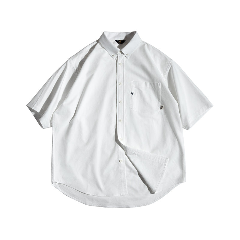 Omar - oxford| Retro Oversized Korte Mouw Shirt met Zak