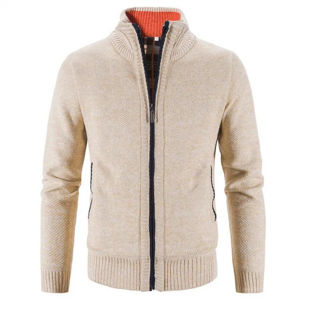 Heren Vest – Soft Knit – Getailleerde Pasvorm – Ritsluiting – Opstaande Kraag – Geribde Boorden