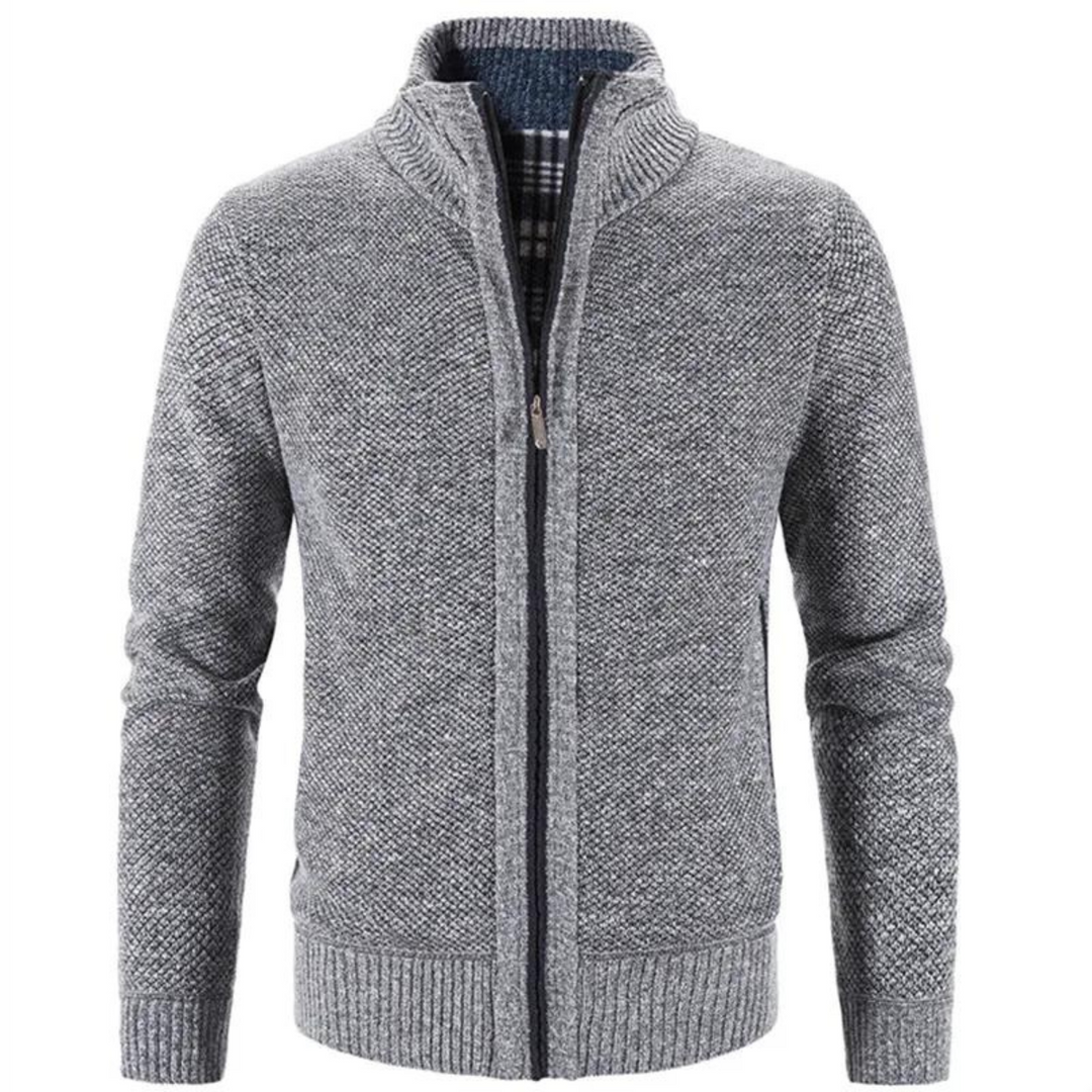 Heren Vest – Soft Knit – Getailleerde Pasvorm – Ritsluiting – Opstaande Kraag – Geribde Boorden