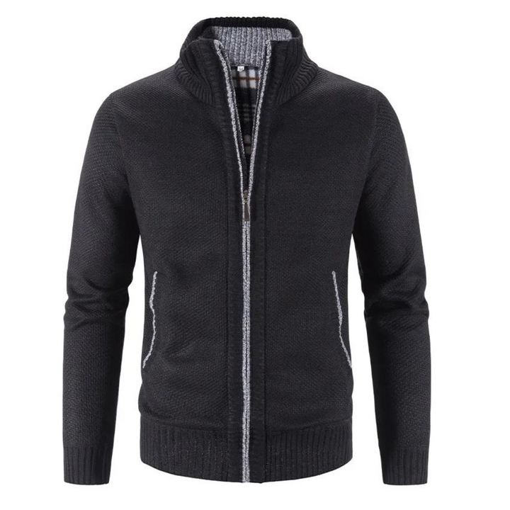 Heren Vest – Soft Knit – Getailleerde Pasvorm – Ritsluiting – Opstaande Kraag – Geribde Boorden