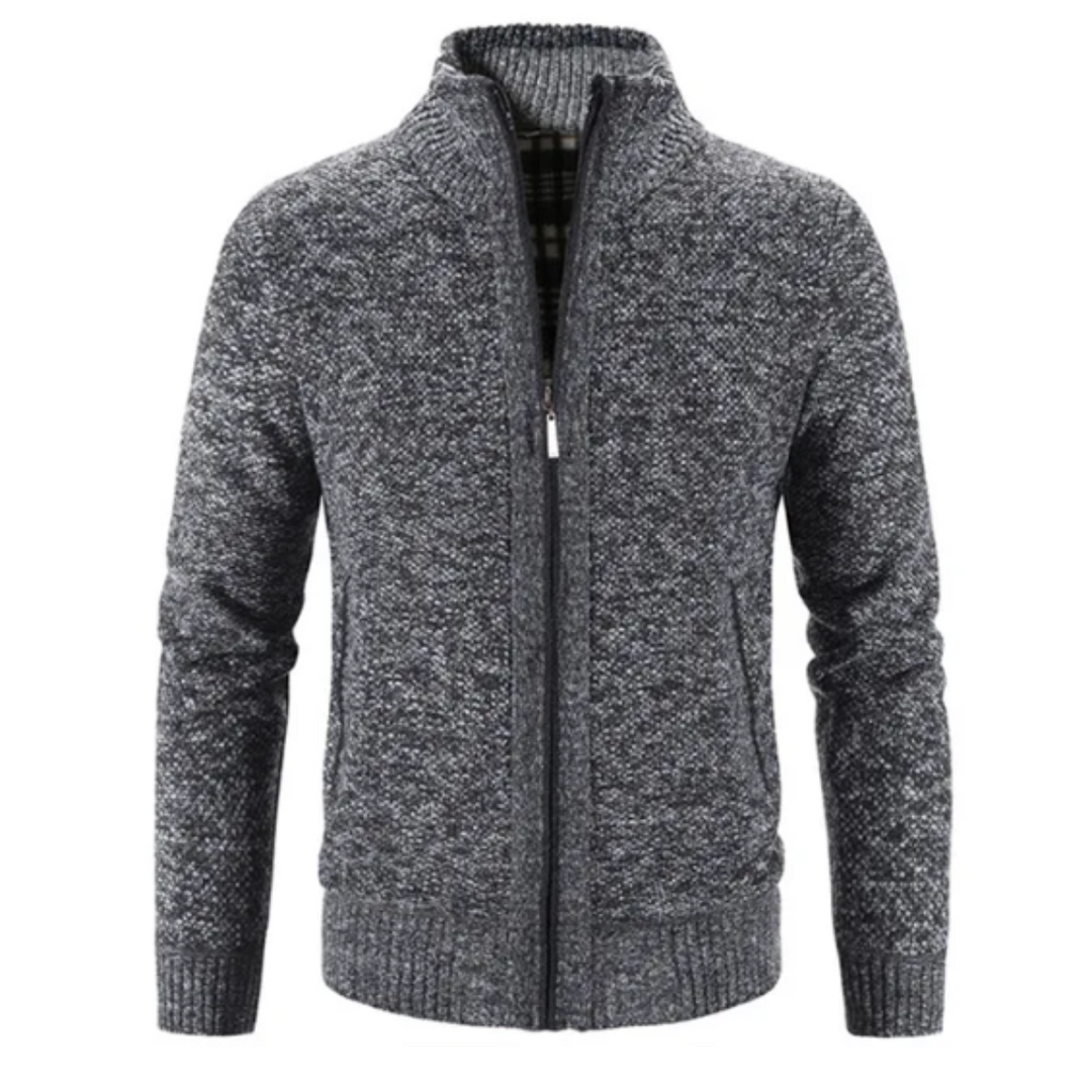 Heren Vest – Soft Knit – Getailleerde Pasvorm – Ritsluiting – Opstaande Kraag – Geribde Boorden