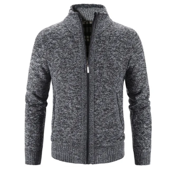 Heren Vest – Soft Knit – Getailleerde Pasvorm – Ritsluiting – Opstaande Kraag – Geribde Boorden