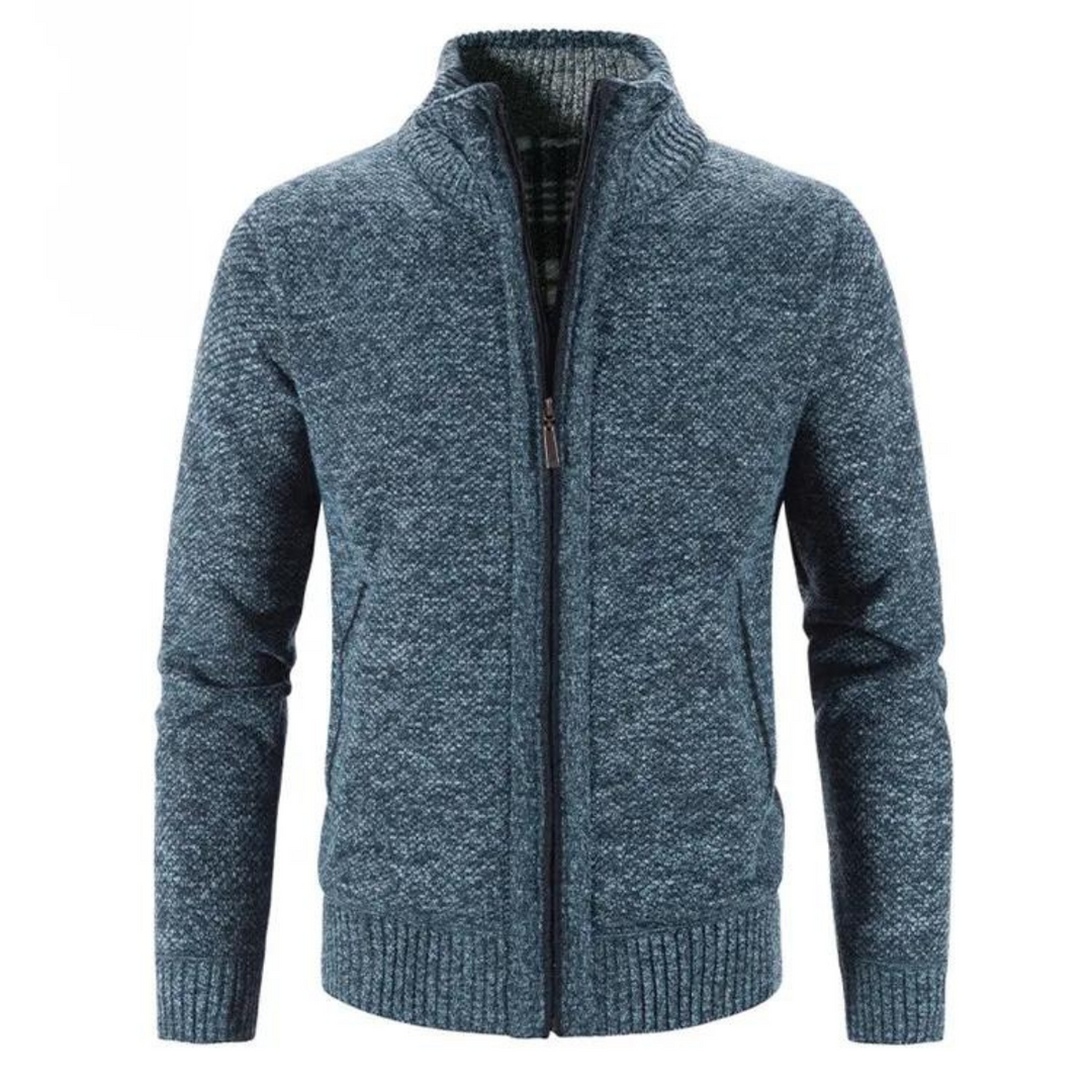 Heren Vest – Soft Knit – Getailleerde Pasvorm – Ritsluiting – Opstaande Kraag – Geribde Boorden