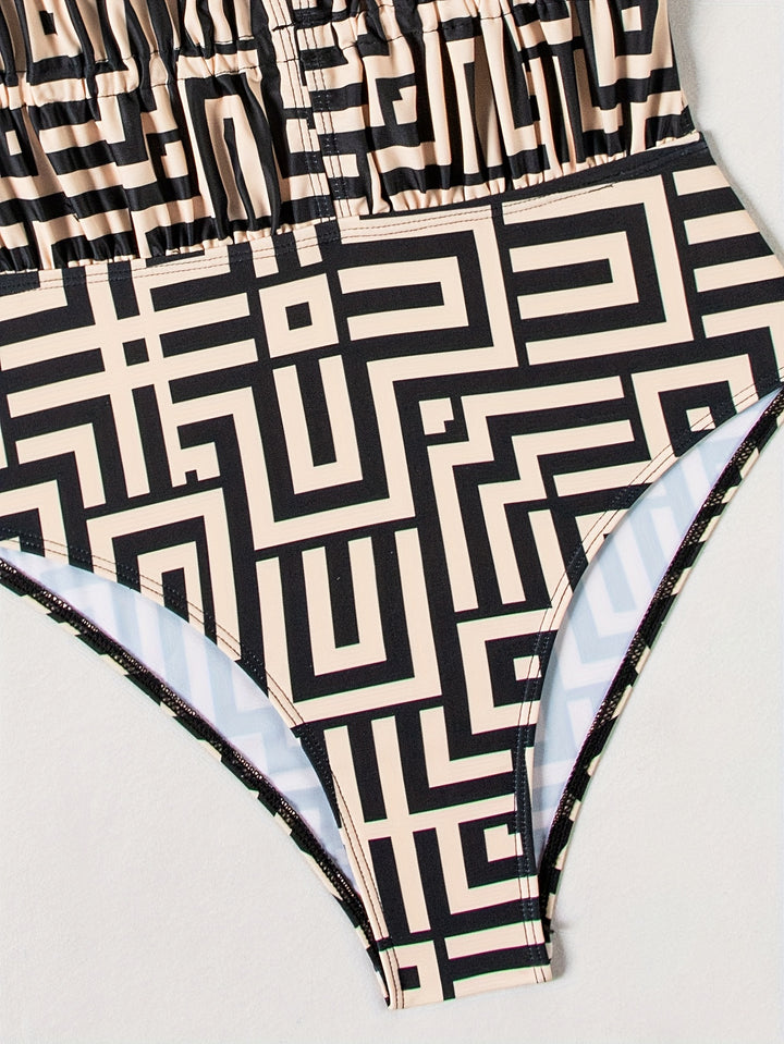 Priya | Stijlvol Geometrisch Badpak met Verstelbare Bandjes