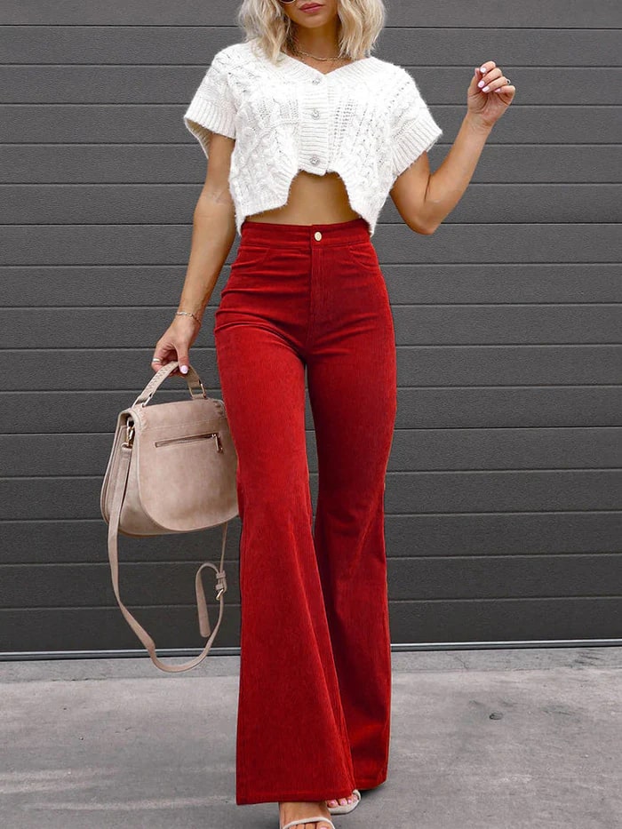 Puline - Trendy Hoge Taille Flared Broek