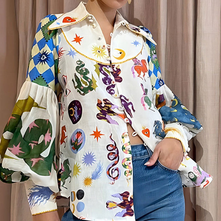 Quinn | Elegante Blouse met Speelse Print voor Dames