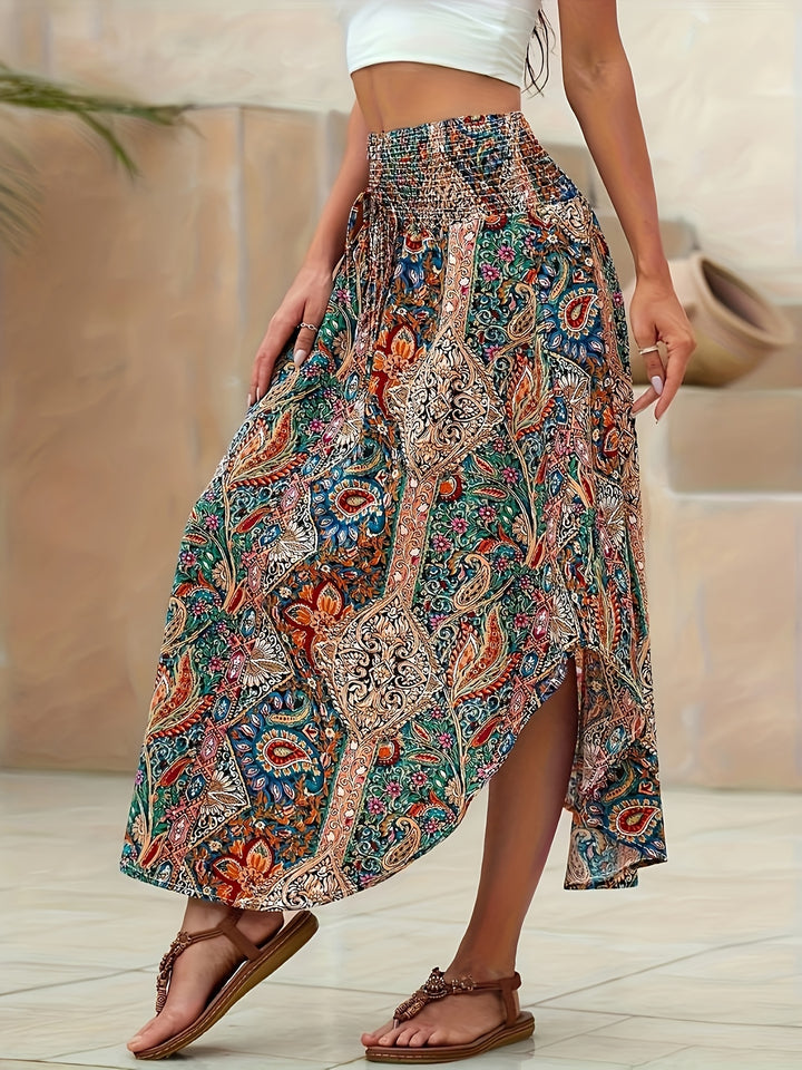 Rachel | Bohemian Maxi Rok met Paisley Print en Elegante Snit
