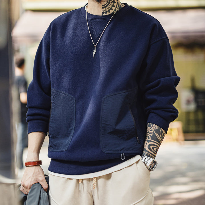 Raymond | Stijlvolle Patchwork Sweatshirt met Zakken voor Heren