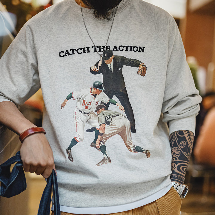 Richard | Vintage Baseball Sweatshirt met Retro Print