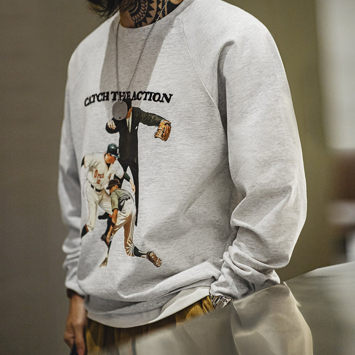 Richard | Vintage Baseball Sweatshirt met Retro Print