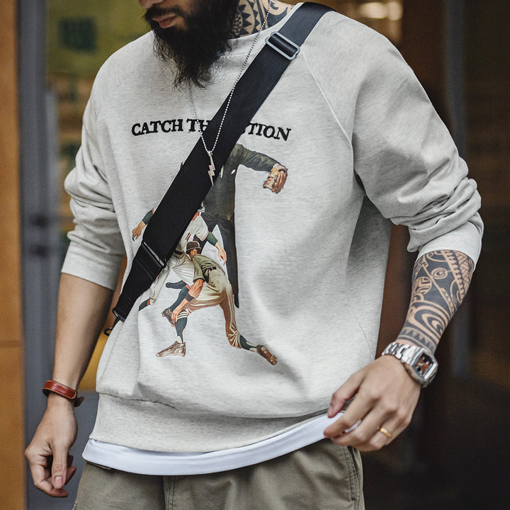 Richard | Vintage Baseball Sweatshirt met Retro Print
