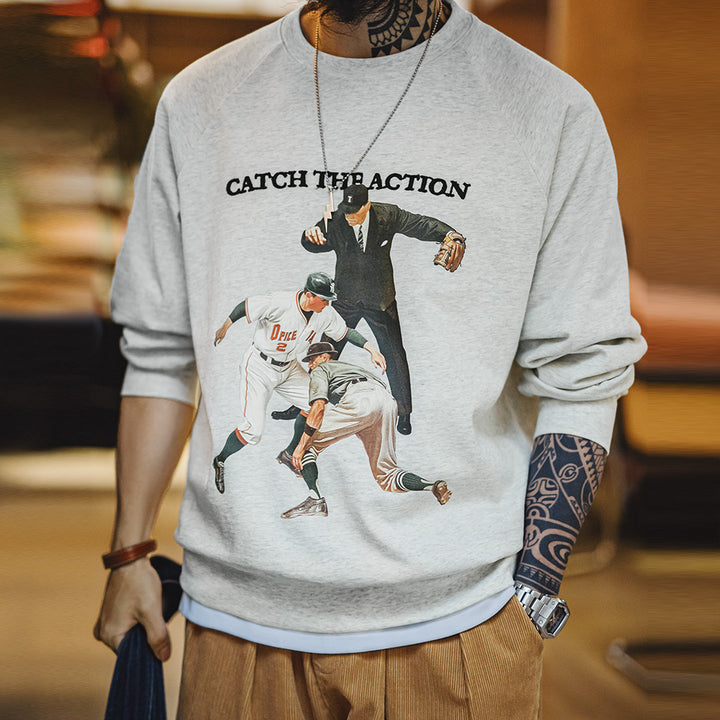 Richard | Vintage Baseball Sweatshirt met Retro Print