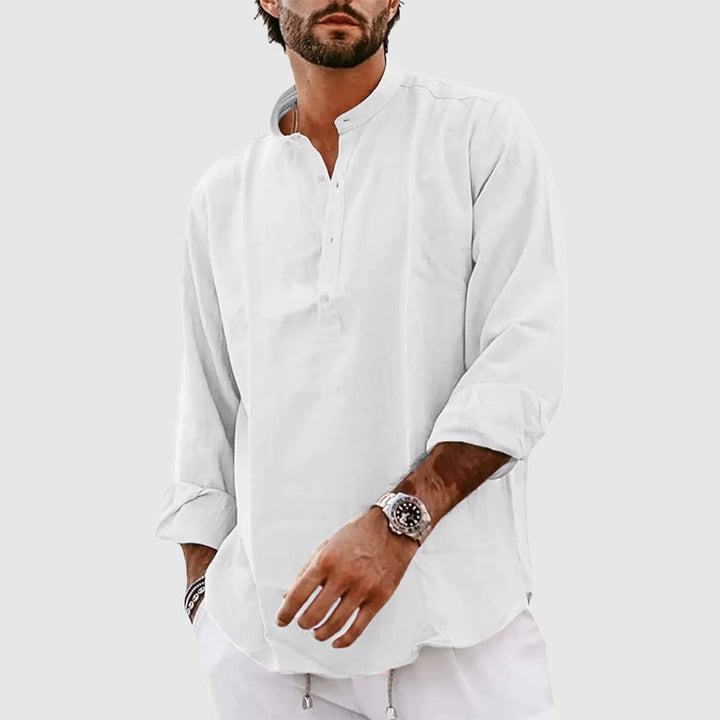 Heren Henley Shirt – Relaxte Pasvorm – Ademend – Bandkraag – Lange Mouw Casual