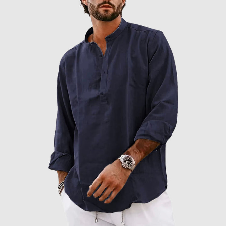 Heren Henley Shirt – Relaxte Pasvorm – Ademend – Bandkraag – Lange Mouw Casual