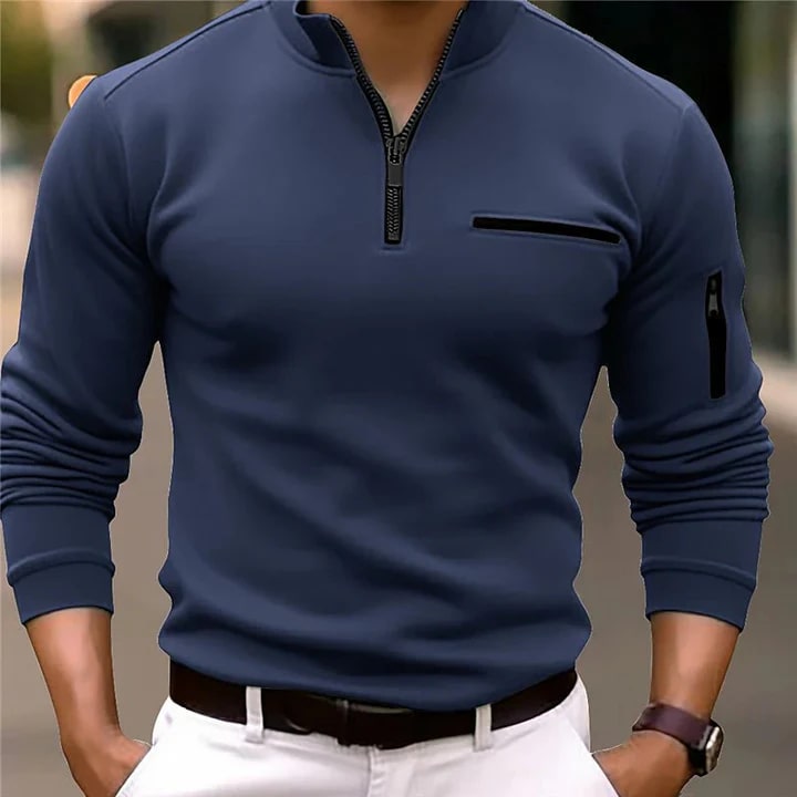 Roel - Comfortabele Herensweater met Ritsdetail