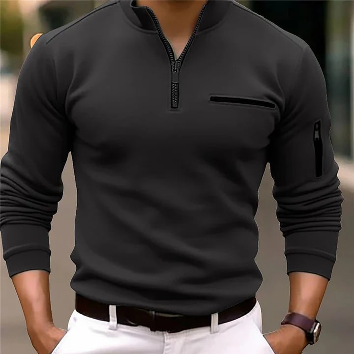 Roel - Comfortabele Herensweater met Ritsdetail