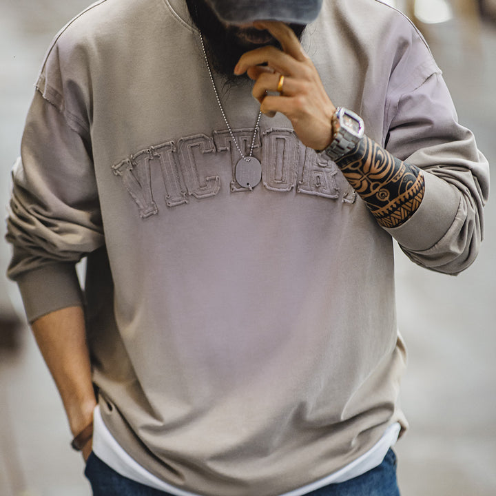 Romeo | Vintage Letter Patch Gradient Kleur Hoodie