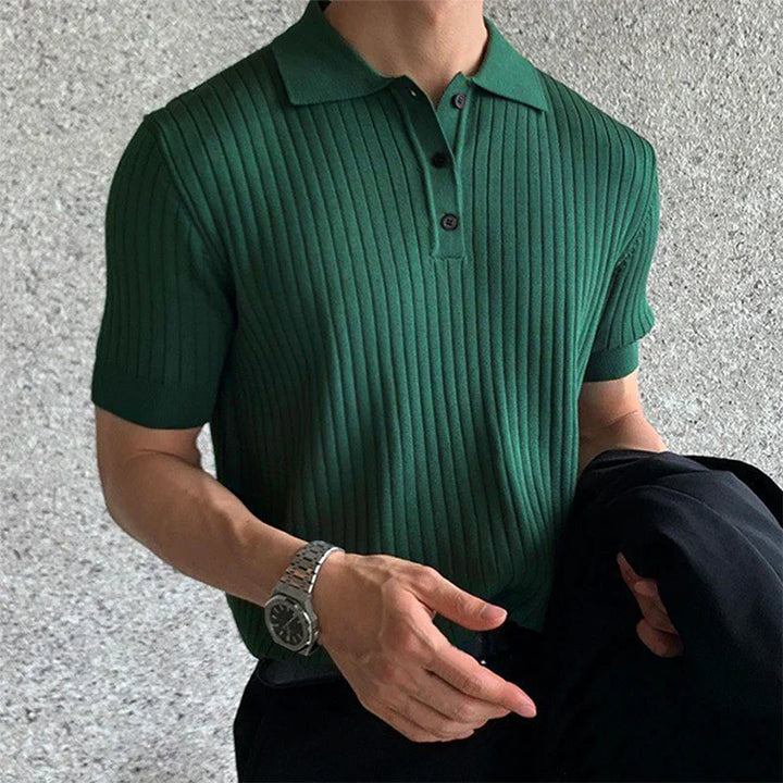 Herens Poloshirt – Slim Fit – Ribbelstructuur – Korte Mouw – Ademend Comfort