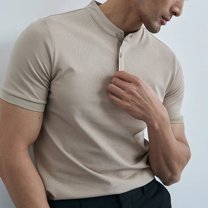 Heren T-shirt – Slim Fit – Kraag zonder knopen – Korte mouw – Ademend ontwerp