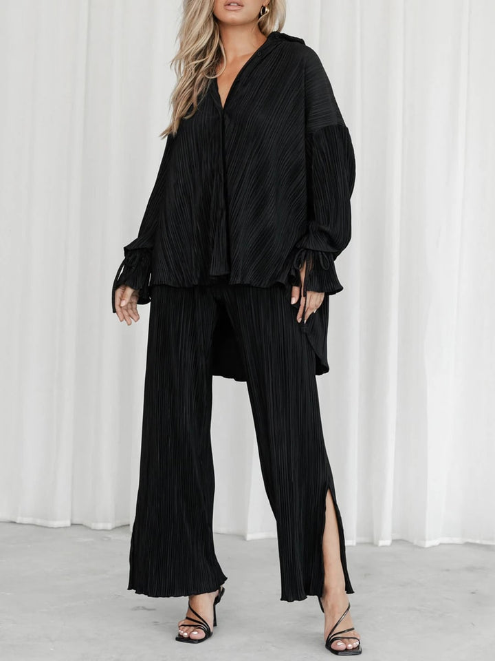 Aubrey | Elegante Geplooide Dames Set met Lange Mouwen