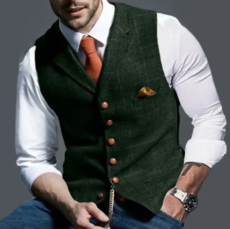 Vinson | Elegante Slim Fit Tweed Vest voor Mannen