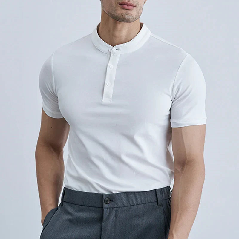 Heren T-shirt – Slim Fit – Kraag zonder knopen – Korte mouw – Ademend ontwerp