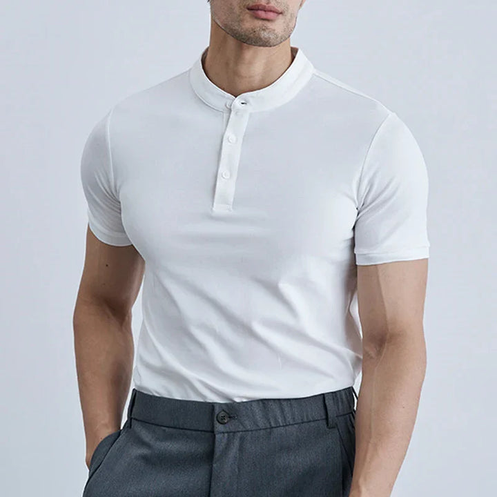 Heren T-shirt – Slim Fit – Kraag zonder knopen – Korte mouw – Ademend ontwerp