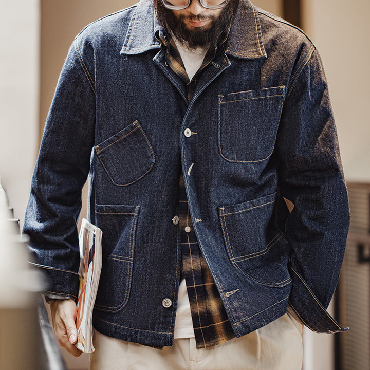 Samuel | Vintage Denim Werkjack met Functionele Zakken