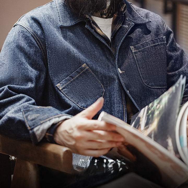 Samuel | Vintage Denim Werkjack met Functionele Zakken