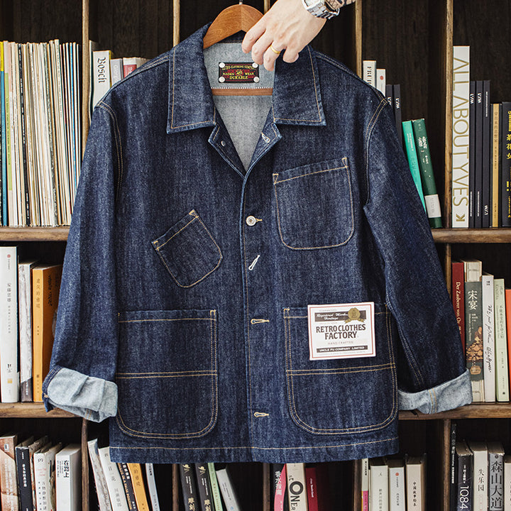 Samuel | Vintage Denim Werkjack met Functionele Zakken