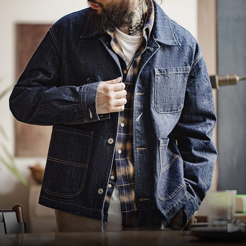 Samuel | Vintage Denim Werkjack met Functionele Zakken