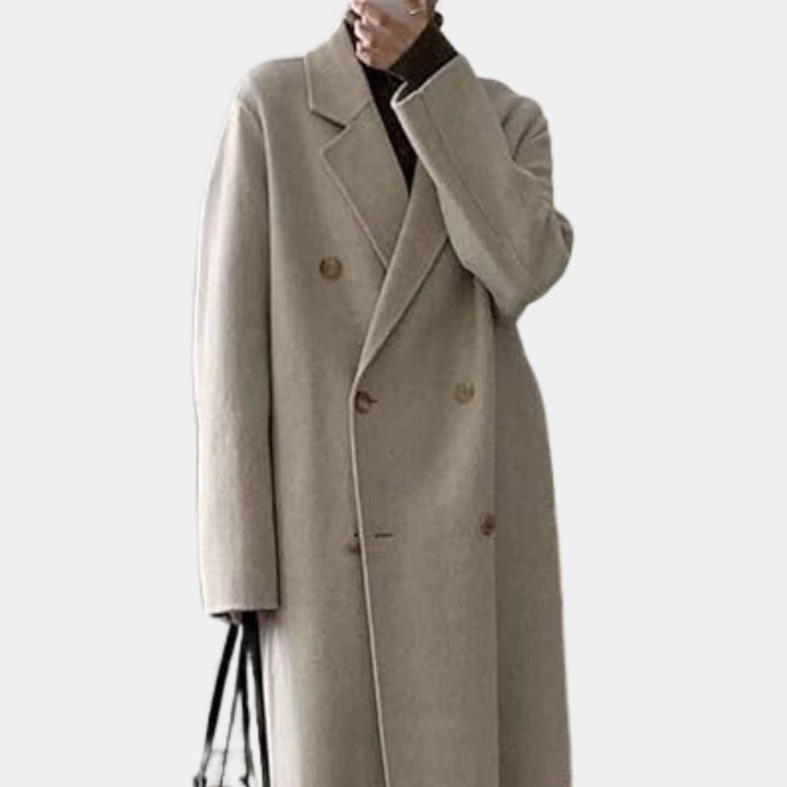 Sanne | Elegante Lange Winterjas met Dubbele Knoopsluiting