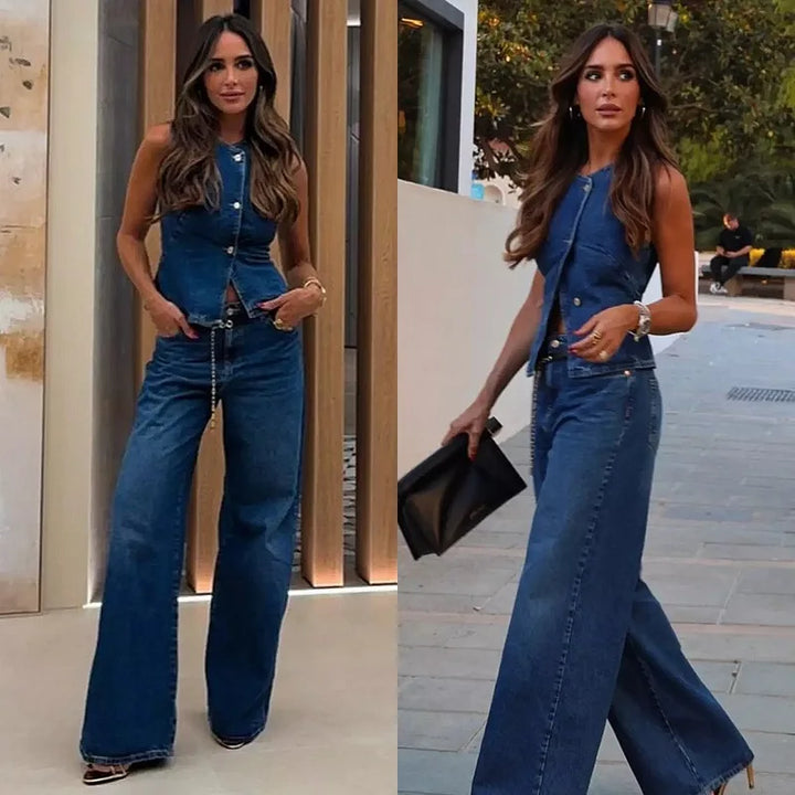 Sanne | Trendy Denim Co-ord Set met Perfecte Pasvorm
