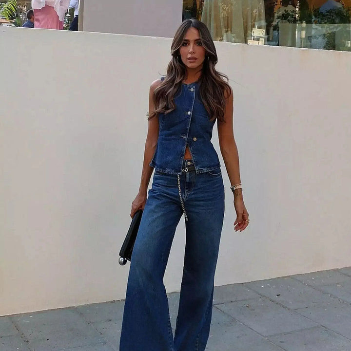 Sanne | Trendy Denim Co-ord Set met Perfecte Pasvorm
